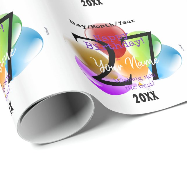 Balloons Personalised Birthday Gift Wrap (Roll Corner)