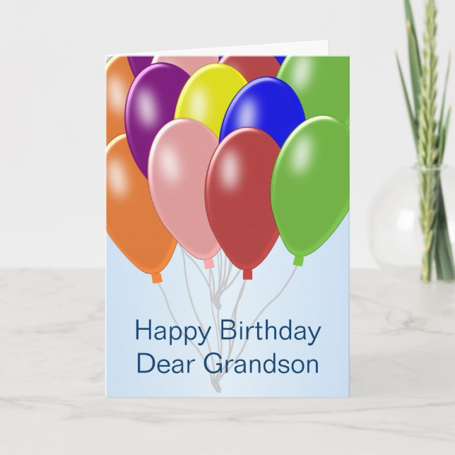 Balloons Personalised Grandson Birthday Card (Front)