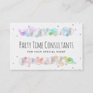 *~* Balloons Rainbow Party Event Planner Festive B Business Card
