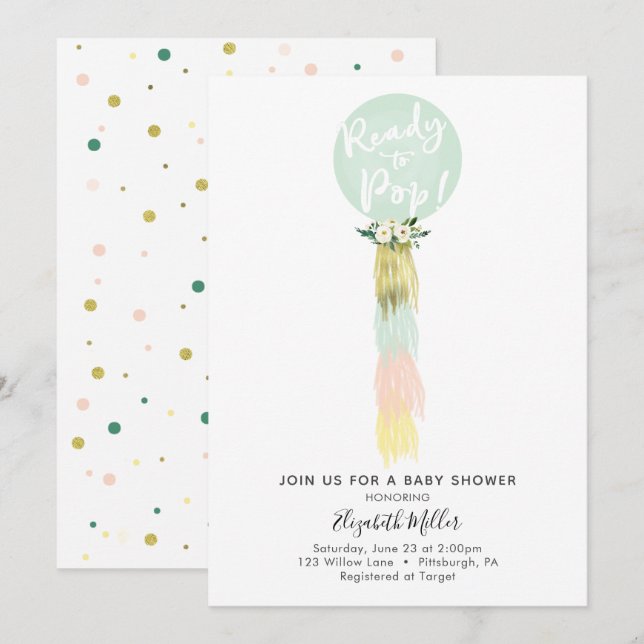 Balloons Ready to Pop Baby Shower invitation (Front/Back)