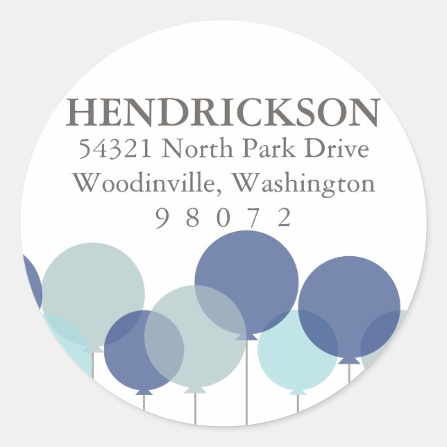 Balloons Round Address Label (Front)