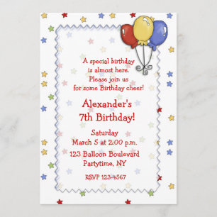 Balloons Stars Birthday Invitation