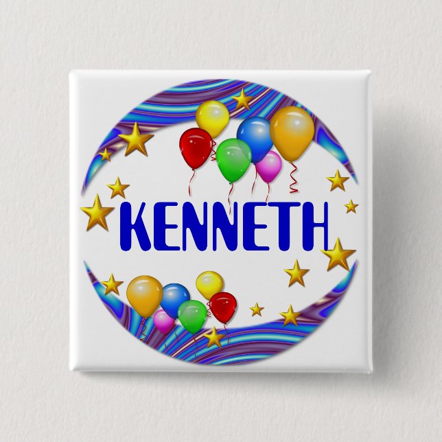 Balloons & Stars  ~  Name Button (Front)