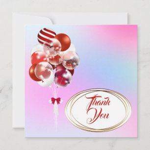 Balloons. Thank You card. Personalise.  Card