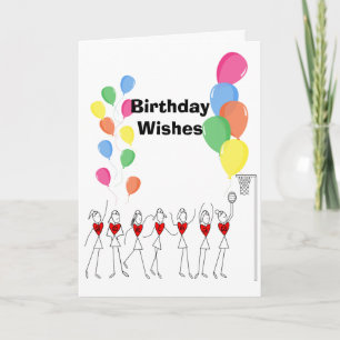 Balloons Theme Happy Netball Birthday Card