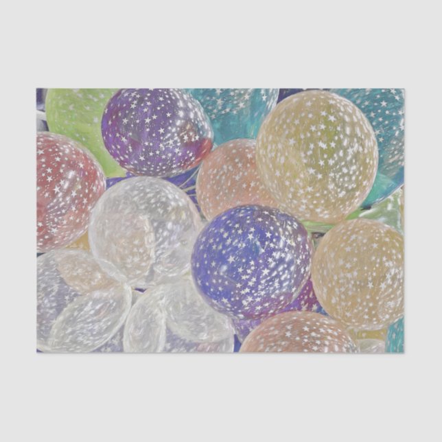 Balloons Vintage Purple Gold White Pastel Tissue Paper (Front)