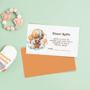 Balloons Woodland Cute Bear Diaper Raffle Ticket Enclosure Card