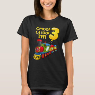 Balloons Youth I'm 3 Years Old Boys Train 3rd Birt T-Shirt