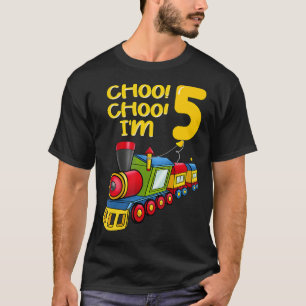 Balloons Youth I'm 5 Years Old Boys Train 5Th Birt T-Shirt