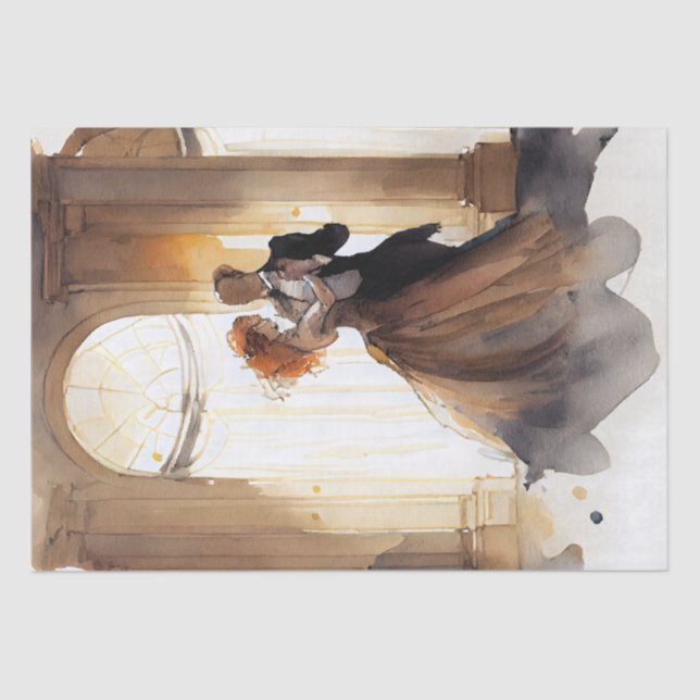 Ballroom Couple Dancing Watercolor Tissue Paper (Front)
