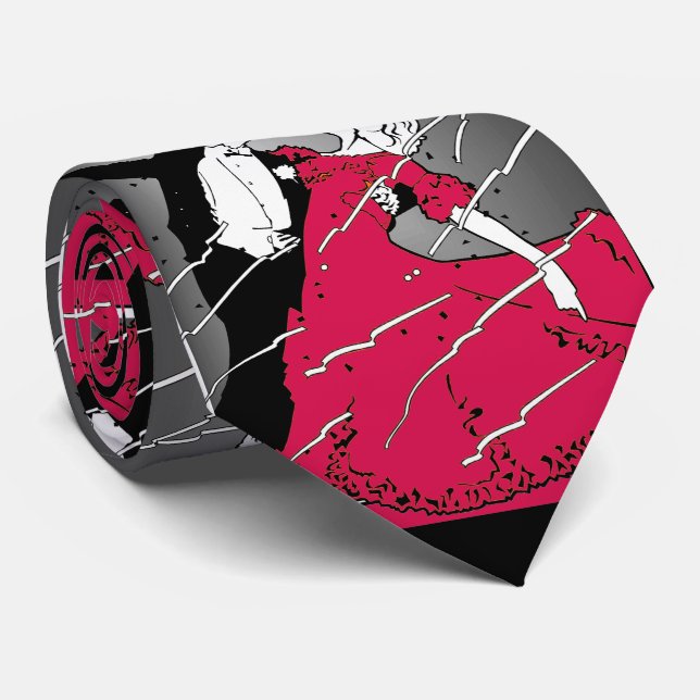 Ballroom Dance Couple Midnight Dance Tie (Rolled)