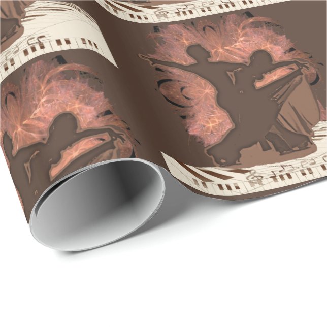 Ballroom Dance Waltz Couple on Piano Keys Music Wrapping Paper (Roll Corner)