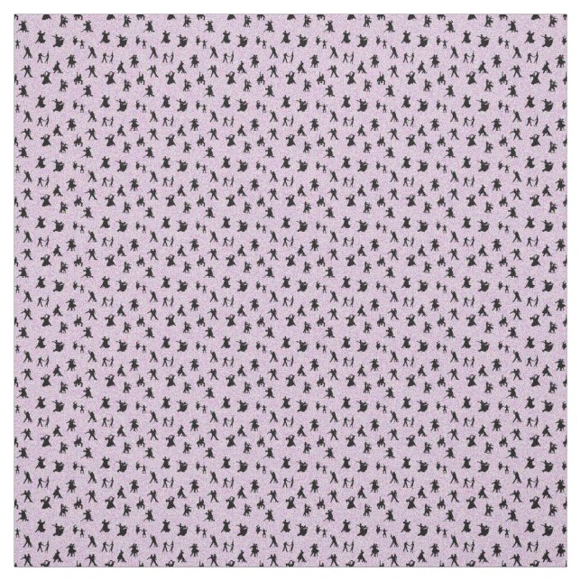 Ballroom Dancers, Black on Pink Fabric (Swatch)