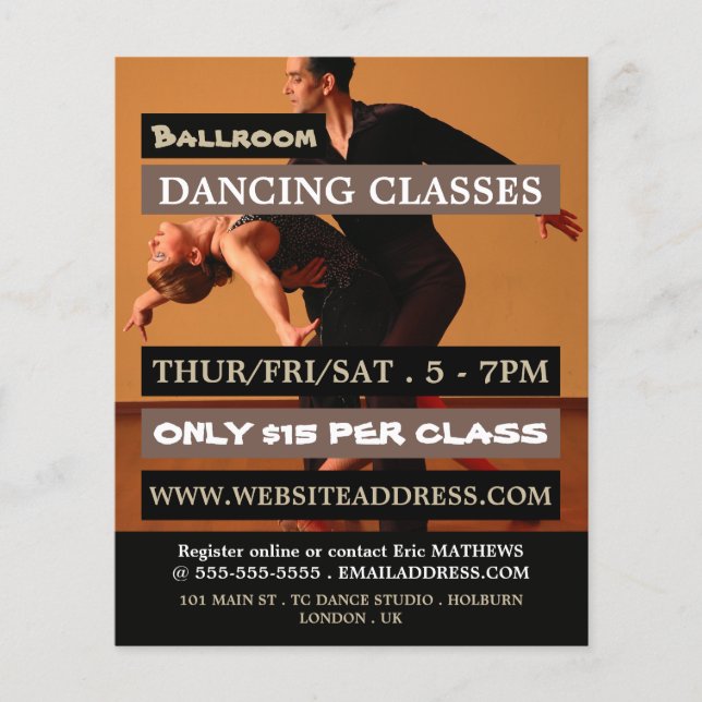 Ballroom Dancers, Dance Lesson Advertising Flyer (Front)