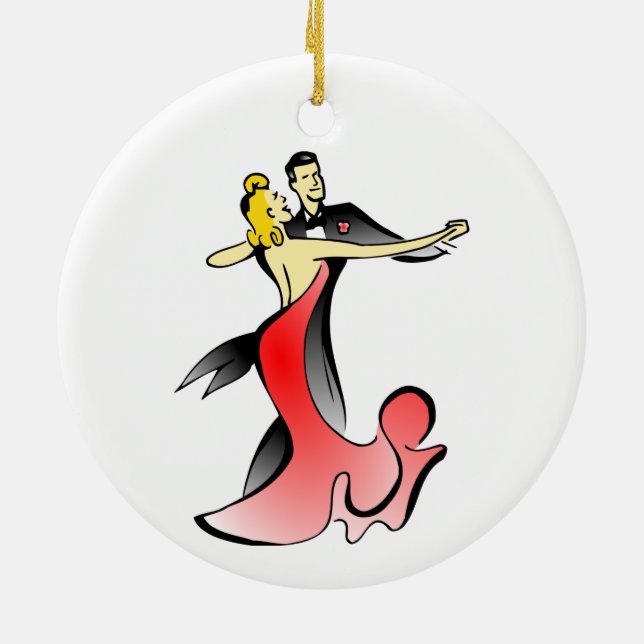 Ballroom Dancers dancing couple swing dance Ceramic Tree Decoration (Back)