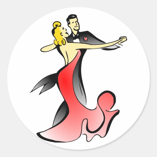 Ballroom Dancers dancing couple swing dance Classic Round Sticker (Front)