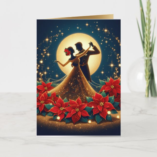 Ballroom Dancers  Moonlight Christmas Card (Front)