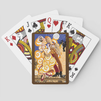 Ballroom dancers playing cards