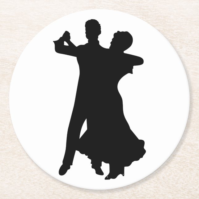 Ballroom Dancers Round Paper Coaster (Front)