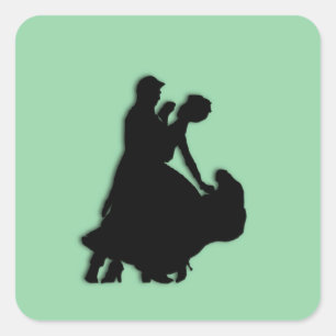 Ballroom Dancers Silhouette Square Sticker