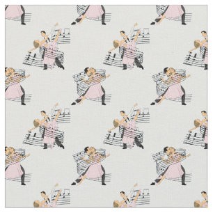 Ballroom Dancers With Music Fabric
