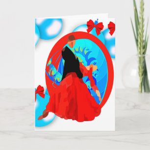 Ballroom Dancers With Ornaments And Bows Christmas Card