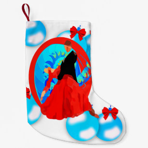 Ballroom Dancers With Ornaments And Bows Christmas Small Christmas Stocking