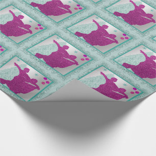 Ballroom Dancers With Ornaments Tree Christmas Wrapping Paper