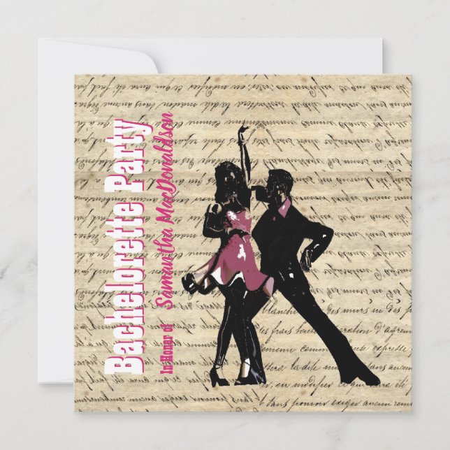 Ballroom dancing bachelorette party invitation (Front)