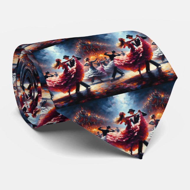 Ballroom Dancing Couples Dance Music Band  Tie (Rolled)