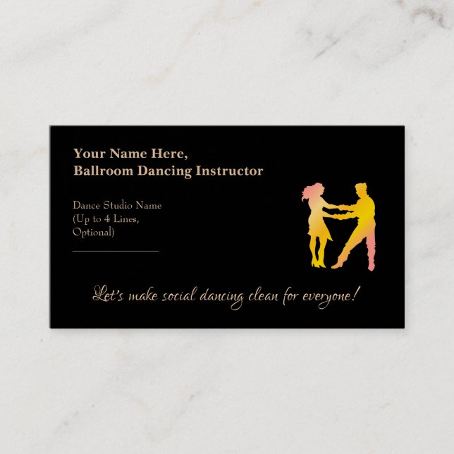 Ballroom Dancing Instructor Cava Rosa Business Card (Front)
