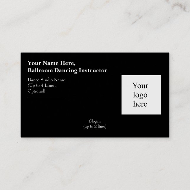 Ballroom Dancing Instructor Logo Slogan Business Card (Front)