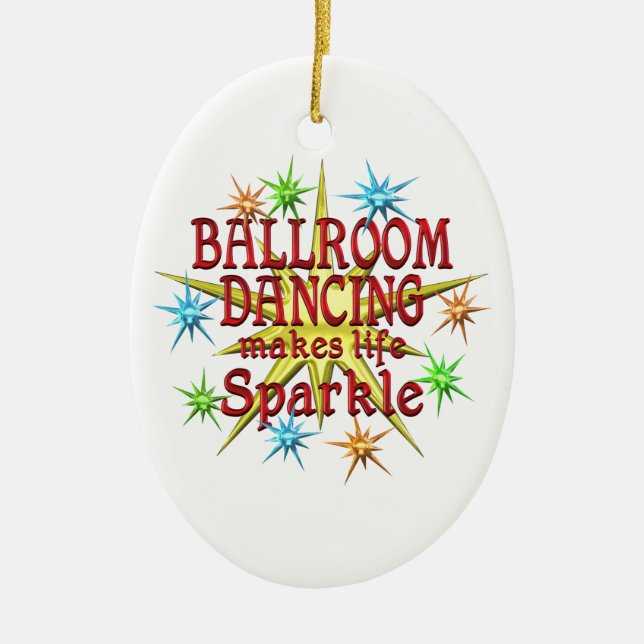Ballroom Dancing Sparkles Ceramic Tree Decoration (Front)