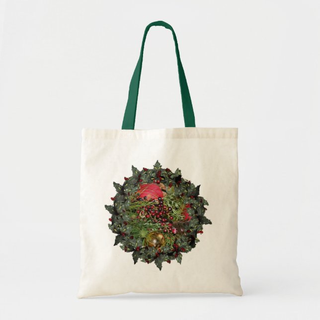 Balls Beads Wreath Christmas Holiday Tote Bag (Front)