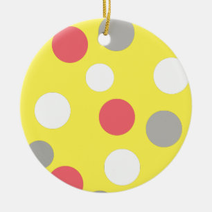 Balls Circles Pattern Grey White Coral Pink Ceramic Tree Decoration