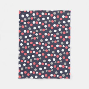 Balls Circles Pattern Grey White Coral Pink Fleece Blanket