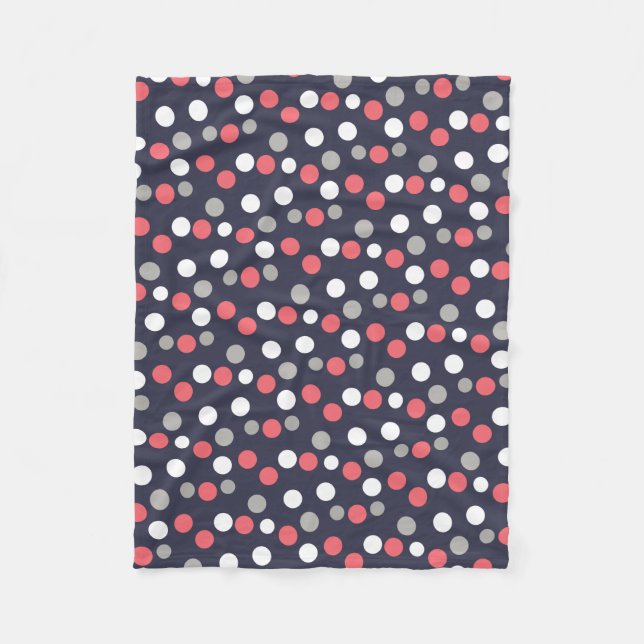 Balls Circles Pattern Grey White Coral Pink Fleece Blanket (Front)