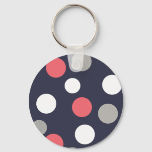 Balls Circles Pattern Grey White Coral Pink Key Ring