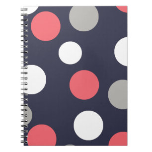 Balls Circles Pattern Grey White Coral Pink Notebook