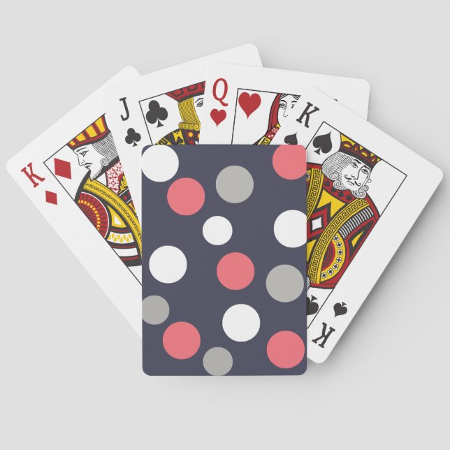 Balls Circles Pattern Grey White Coral Pink Playing Cards (Back)