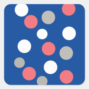 Balls Circles Pattern Grey White Coral Pink Square Sticker