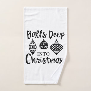 Balls Deep Into Christmas Funny Christmas Xmas  Hand Towel