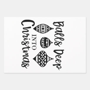 Balls Deep Into Christmas Funny Christmas Xmas  Wrapping Paper Sheet