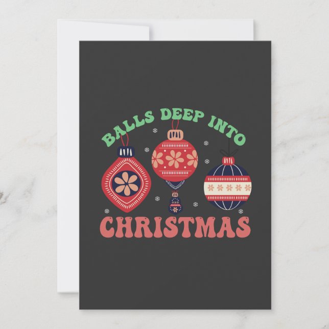 Balls Deep Into Christmas Funny Xmas Santa Gift  Invitation (Front)