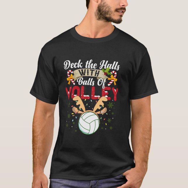 Balls Of Volley Funny Volleyball Player Ugly Xmas  T-Shirt (Front)