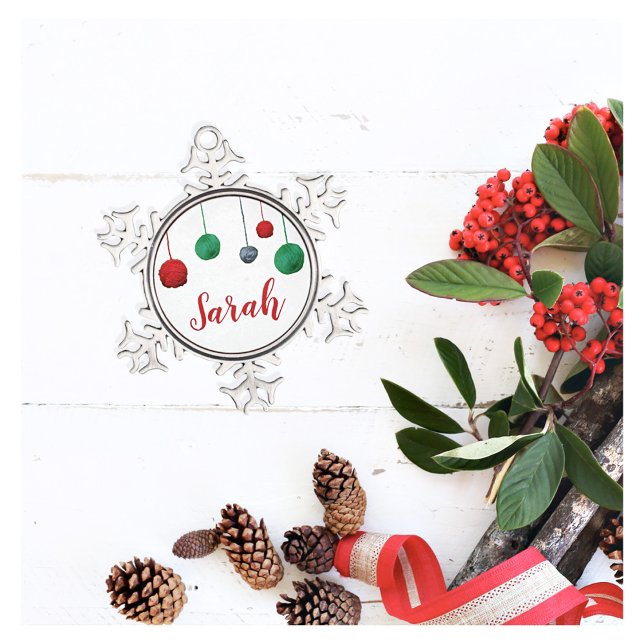 Balls of Yarn Crafty Holiday Name/Text Snowflake Pewter Christmas Ornament (Creator Uploaded)