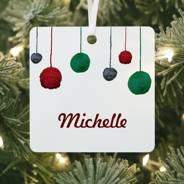 Balls of Yarn / Name Crafty Holiday Metal Tree Decoration (Insitu)