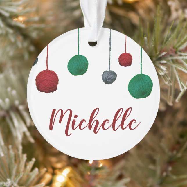 Balls of Yarn • Your Name • Knit Crochet Crafts Ornament (Tree)