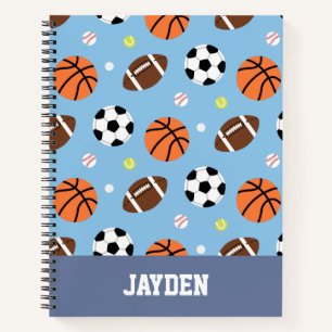Balls Pattern Sports Kids Personalised Notebook