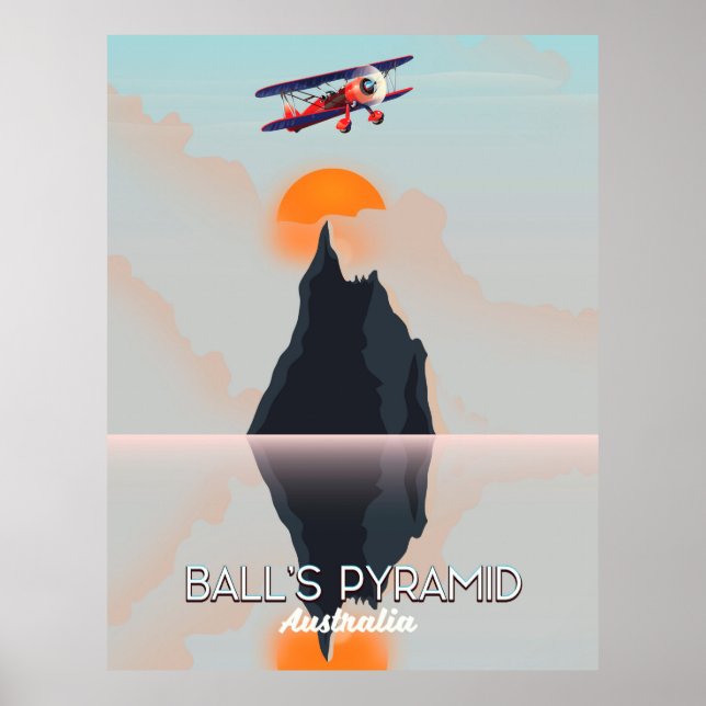 Balls Pyramid Australia vintage flight poster (Front)